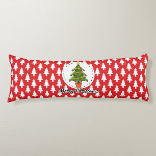 Coussins Longs Arbre de Noël sur le Motif des pins rouges - Joyeu