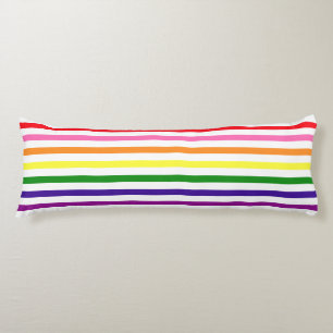 Coussins Longs Arc-en-ciel Coloré et Rayure de Bonbon Blanc