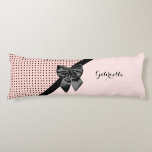 Coussins Longs Arc rose parisien chic et nom de noir de pois