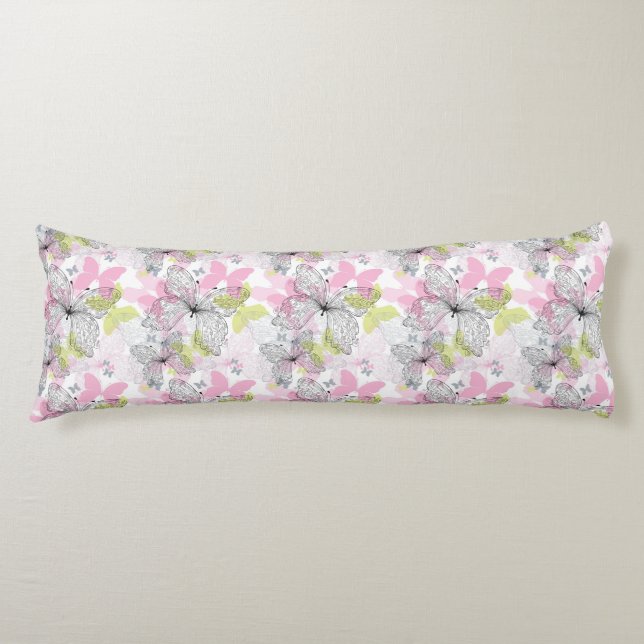 Coussins Longs Arrière - plan avec le papillon (Devant)
