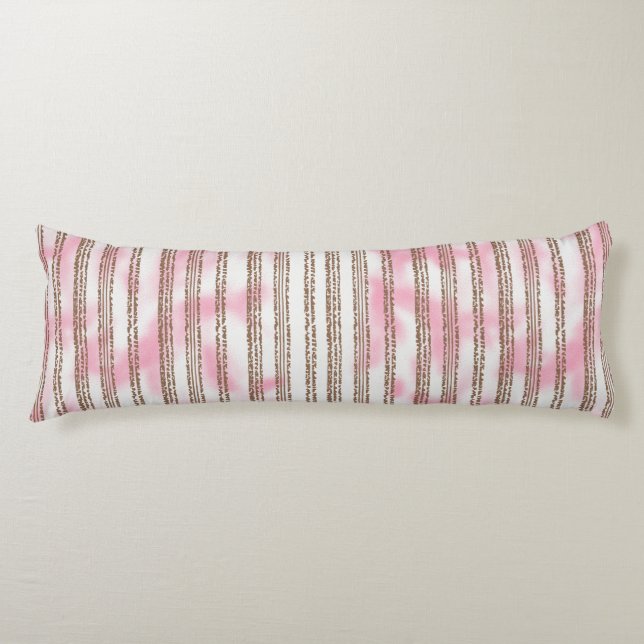 Coussins Longs arrière - plan rayé rose et blanc (Devant)