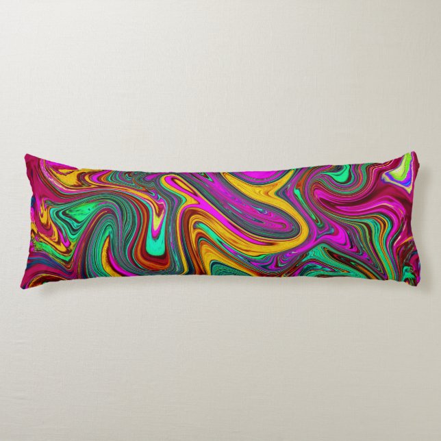 Coussins Longs Art Abstrait Rose Chaud Marbré et Vert Mousse de M (Devant)
