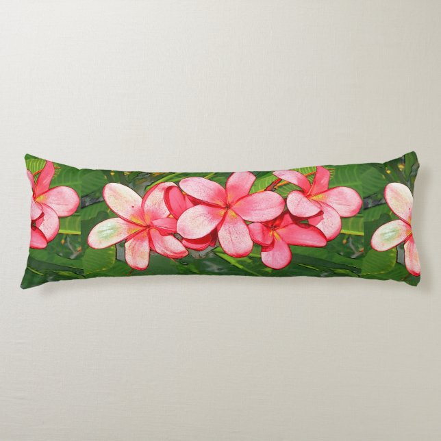 Coussins Longs Art de Frangipanier Tropical Rose (Devant)