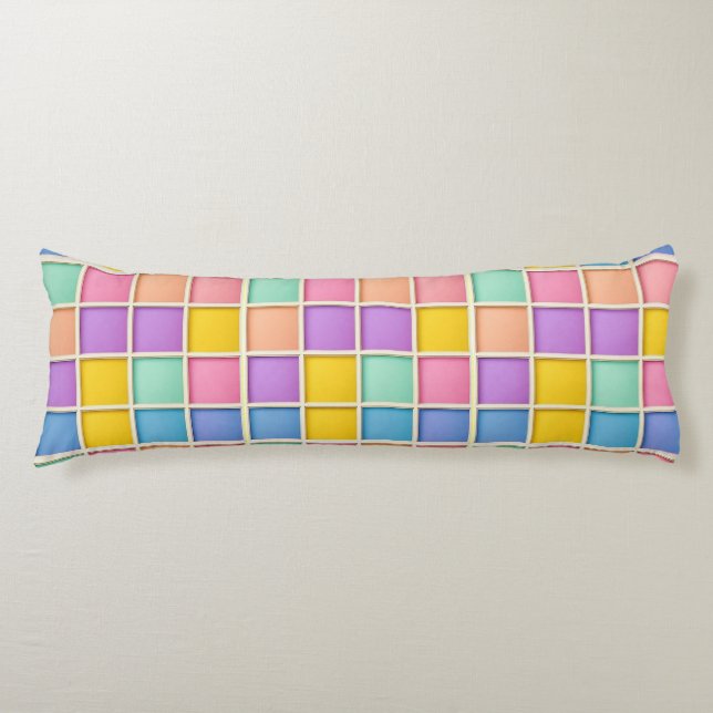 Coussins Longs 🎨 Art de style home vibrant à grille géométrique (Devant)
