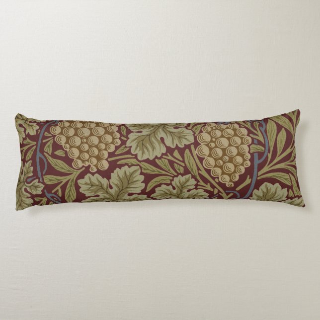 Coussins Longs Art de vigne rouge vert de William Morris (Dos)