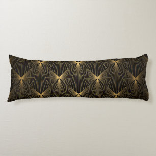 Coussins Longs Art déco, or noir, chic, élégant, motif, classe