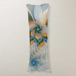 Coussins Longs Art fractal abstrait et aérien avec du bleu