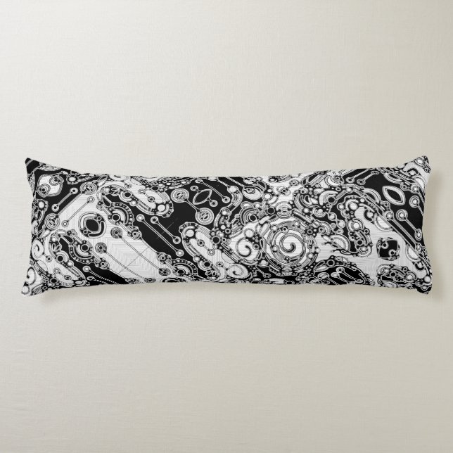 Coussins Longs Art Géométrique Noir Et Blanc 3 (Devant)