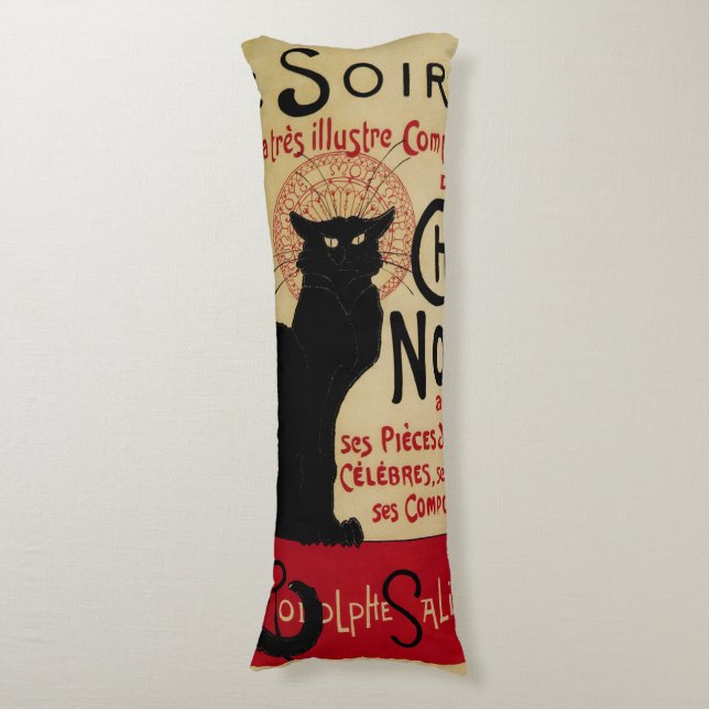 Coussins Longs Art Nouveau vintage, Ce Soir Conversation Noir Cha (Devant (Vertical))