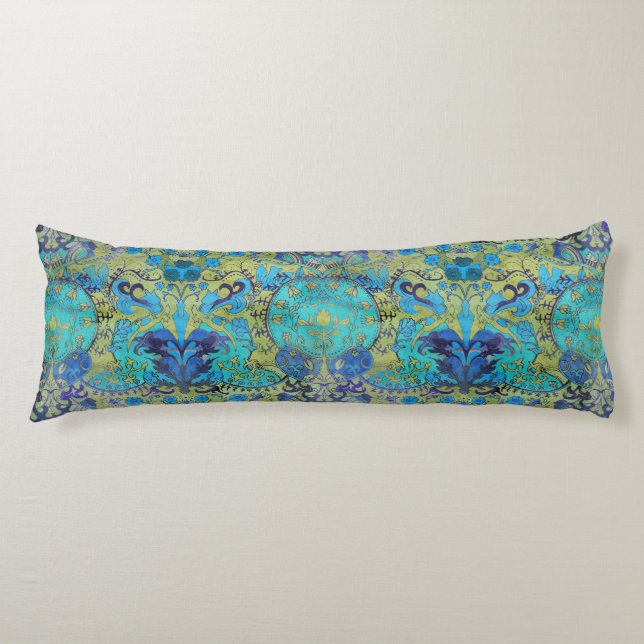 Coussins Longs Art Nouveau William Morris 1970 Rétro réversible (Devant)
