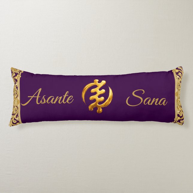 Coussins Longs Asante Sana "Gye Nyame" Violet Foncé Adinkra Achem (Devant)