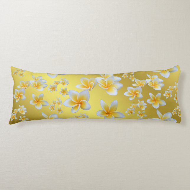 Coussins Longs asiatique, jaune, blanc, fleur, brillant, or, flor (Devant)