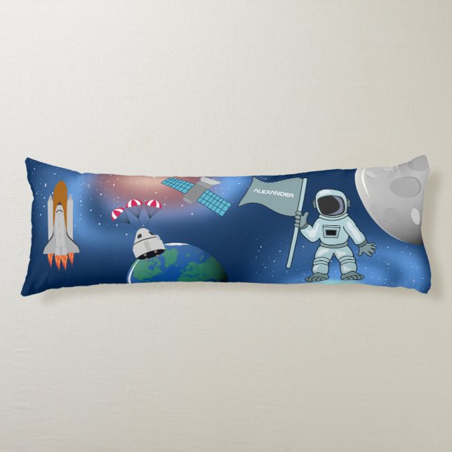 Coussins Longs Astronaut dans la galaxie spatiale Nom personnalis (Devant)