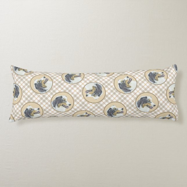 Coussins Longs Australian Shepherd Black Tri Peinture Dog Art (Devant)