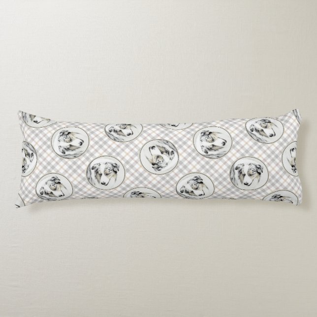 Coussins Longs Australian Shepherd Peinture Blue Merle Dog Art (Devant)