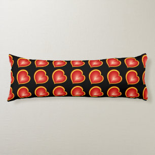 Coussins Longs Avec beaucoup d'amour Rouge Jaune Motif de Coeurs