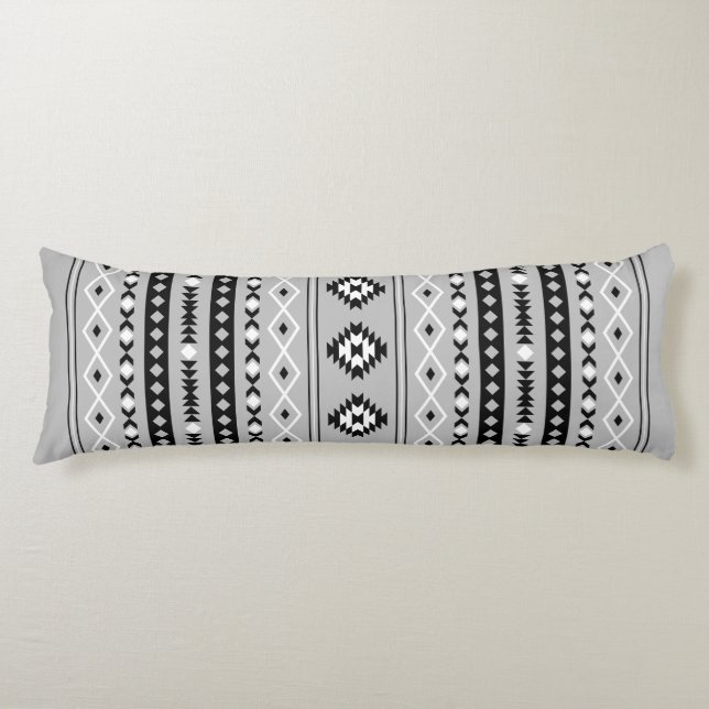 Coussins Longs Aztec noir blanc gris mélangé Motifs V Motif (Devant)