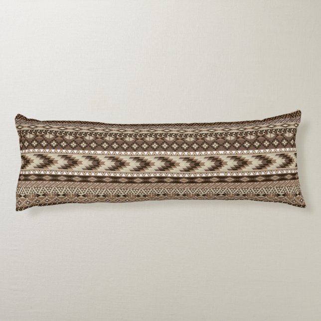 Coussins Longs Aztec Tribal Print Neutral Browns Beige Taupe (Dos)