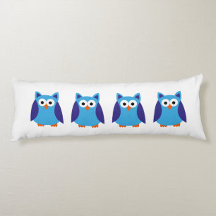 Coussins Longs Bande dessinée bleue de hibou