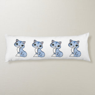 Coussins Longs Bande dessinée mignonne de chat bleu