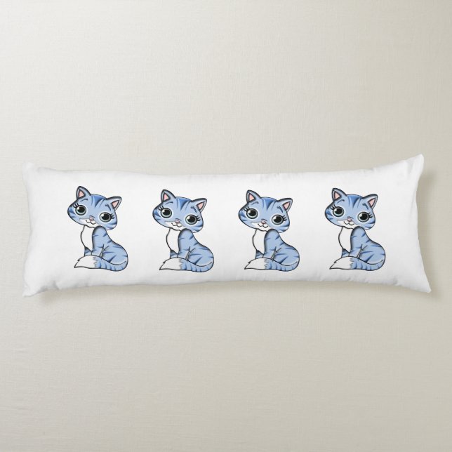 Coussins Longs Bande dessinée mignonne de chat bleu (Dos)