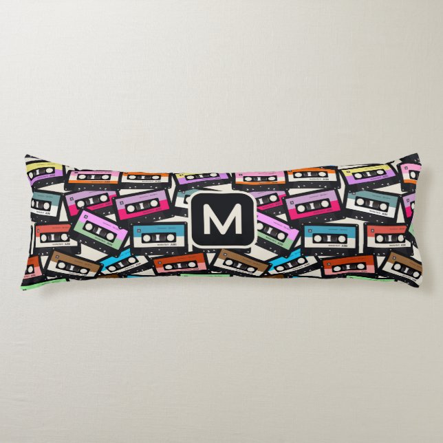 Coussins Longs Bandes cascade monographique rétro personnalisées (Devant)
