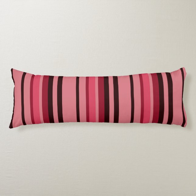 Coussins Longs Bandes Classiques Rose, Rose, Pill Lumbar au choco (Devant)