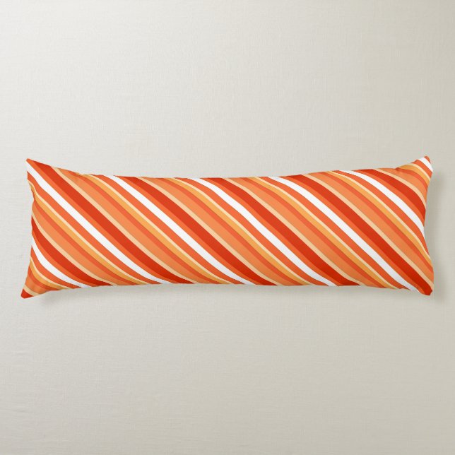 Coussins Longs Bandes de bonbons en couches - orange et blanc (Devant)