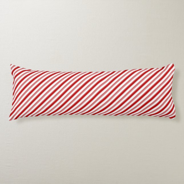 Coussins Longs Bandes de bonbons rouges et blancs (petite échelle (Devant)