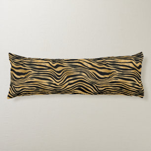 Coussins Longs Bandes de tigres noir et or