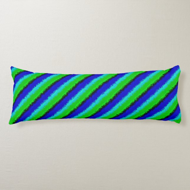 Coussins Longs Bandes de verre brisé bleu vert (Devant)