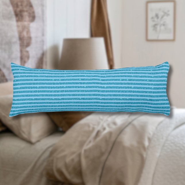 Coussins Longs Bandes horizontales de style paillettes bleu océan (Créateur téléchargé)