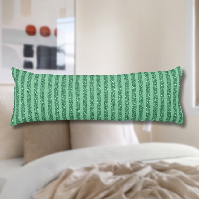 Coussins Longs Bandes verticales de style pailleté vert jade clas (Créateur téléchargé)