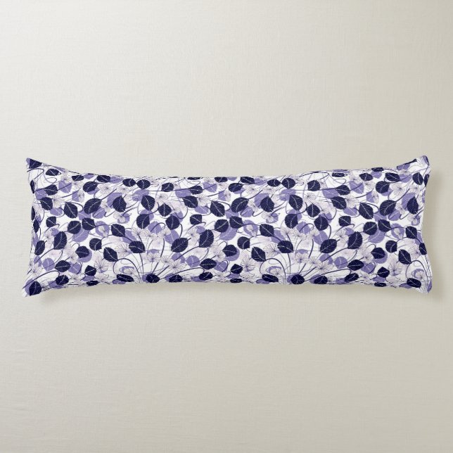Coussins Longs Batik Purple Feuilles et vignes Motif d'illustrati (Devant)