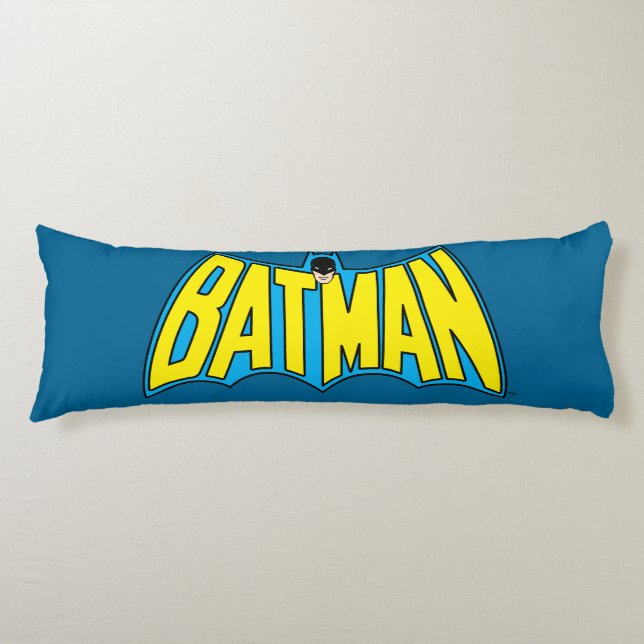 Coussins Longs Batman | Logo Vintage bleu jaune (Devant)