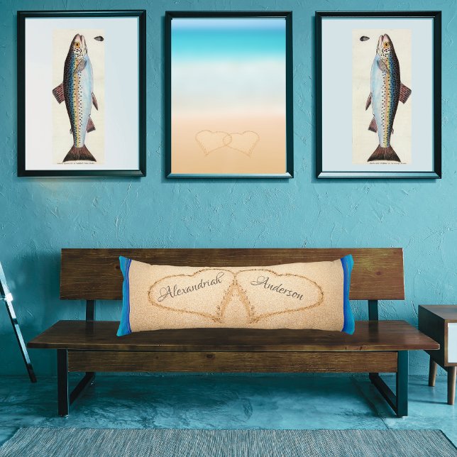 Coussins Longs Beach Wedding 2 Hearts in the Sand Body Pillow (Créateur téléchargé)