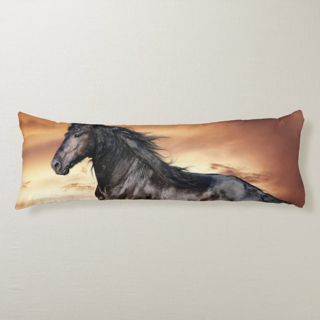 Coussins Longs Beau Cheval Noir (Devant)