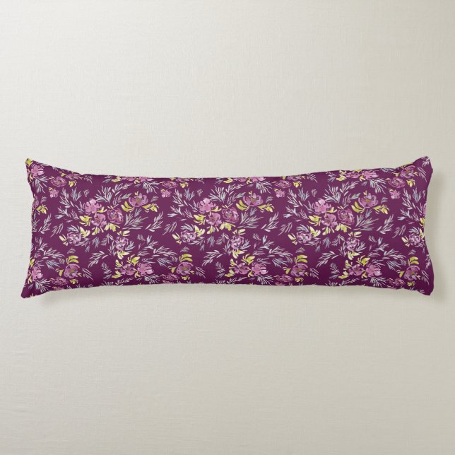 Coussins Longs Beau Motif de fleurs d'aquarelle violet vif (Devant)