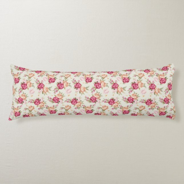 Coussins Longs Beau motif de pivoine de couleur sur le vert (Devant)