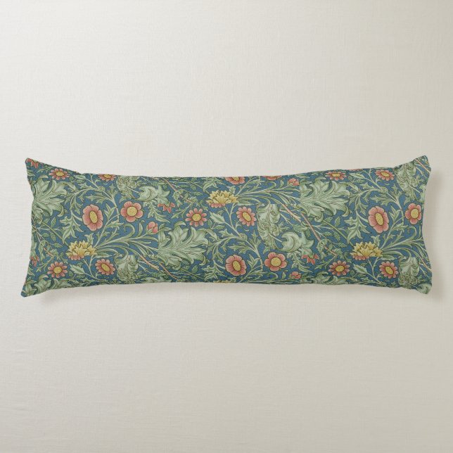 Coussins Longs Beau motif floral William Morris Vert rose (Devant)
