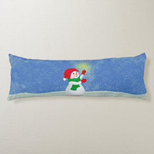 Coussins Longs Beau Snowman sur le Sky Blue Body Pillow