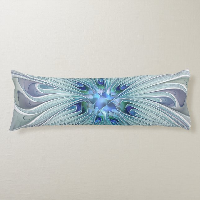 Coussins Longs Beauté florale Abstraite moderne Blue Pastel Flowe (Devant)