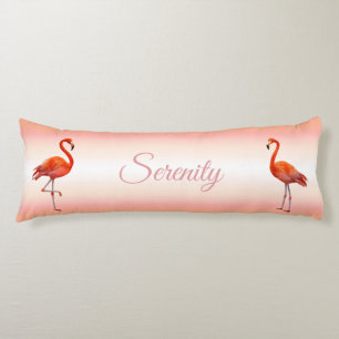 Coussins Longs Beaux flamants roses sur fond corail clair