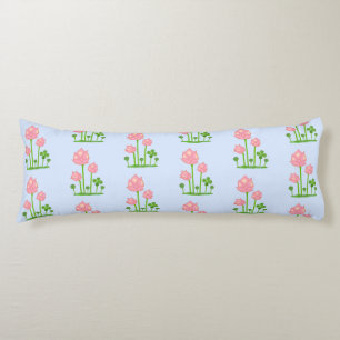Coussins Longs Beaux fleurs de lotus sur un oreiller corps bleu c