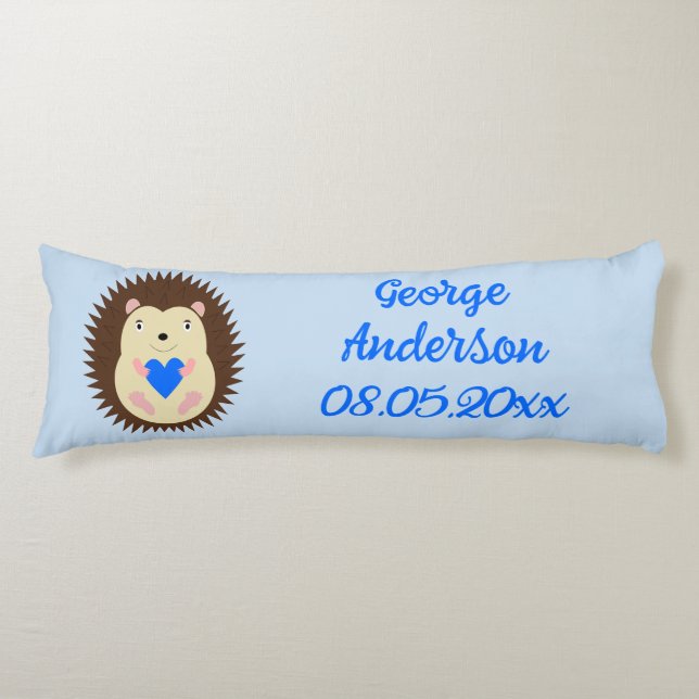 Coussins Longs Bébé Garçon Cœur Hérisson Personnalisé (Devant)