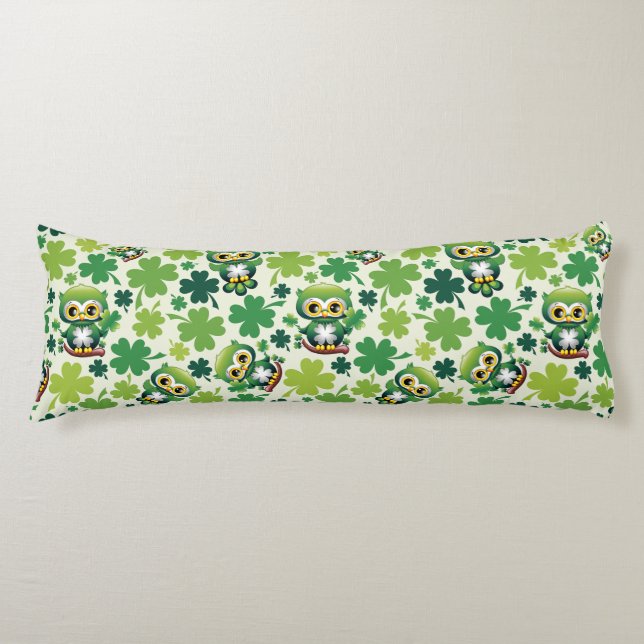 Coussins Longs Bébé Hibou Mignon St Patrick Dessin Animé (Devant)