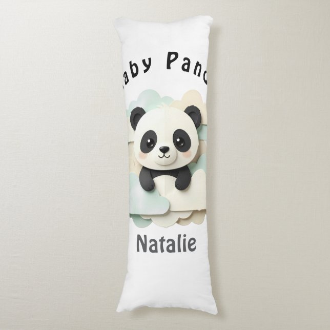 Coussins Longs Bébé Panda Plié | Origami Mignon  (devant Vertical)