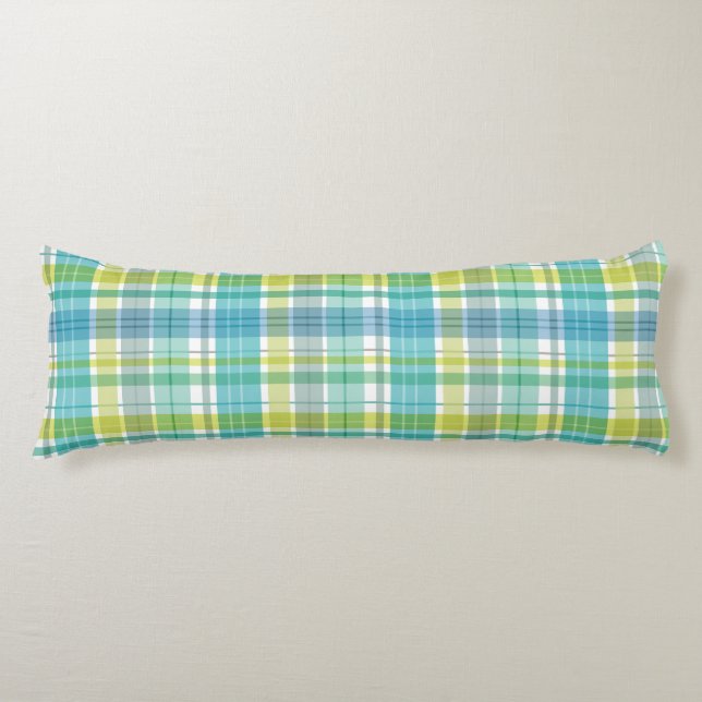 Coussins Longs Bébé Pastel Plaid Blue Green (Devant)