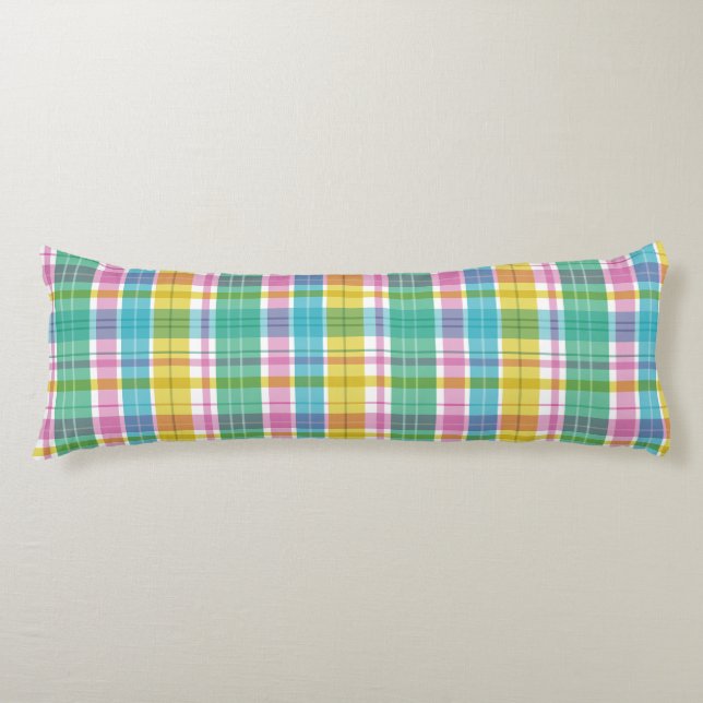 Coussins Longs Bébé Pastel Plaid Rose bleu vert (Devant)