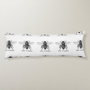 Coussins Longs Bee Worker Honey Black Bumblebee